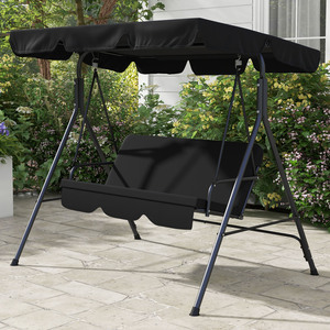 Black Outsunny Patio Metal Swing Chair