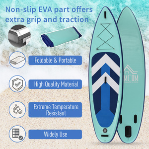 Green, Blue and White HOMCOM Inflatable Stand Up Paddle Board