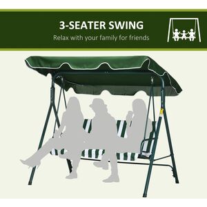 Green and White Outsunny Patio Metal Swing Chair